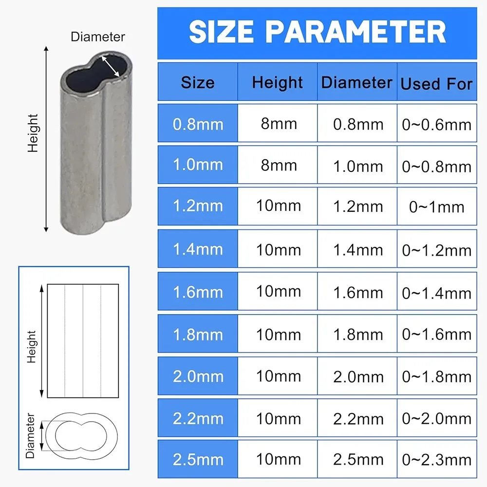1000 Uds. Mangas de engarzado de doble barril de cobre, manguitos de bucle de engarzado de cobre y latón de alta resistencia, conectores de tubo de sedal de pesca - imagen 3