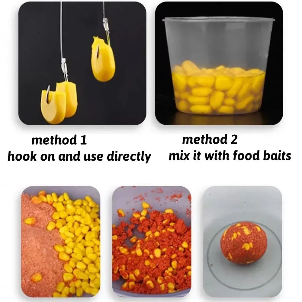 Señuelos de Pesca, 150 Uds., 300 Uds., nutrición de maíz, comida, picante, sabor a grano, remojo, aroma de almizcle, anzuelo para morder carpa, cebo suave de Pesca - imagen 2