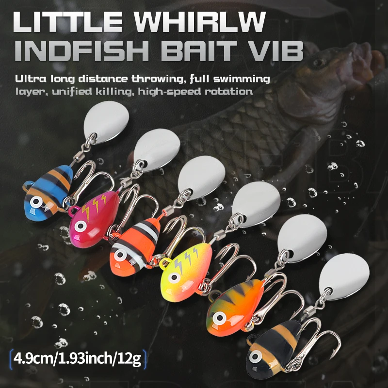 1 Uds 10g Señuelos de pesca Little Whirlw Indfish cebo VIB micro señuelo metal Swimbait Señuelos de pesca de aguas profundas cebo spinner piezas de cebo - imagen 2
