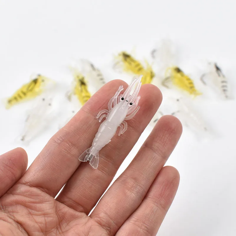 Señuelos de pesca de camarones suaves realistas, cebo Artificial con anzuelos afilados para agua dulce y salada, 1,4G/4CM, 15 Uds. - imagen 5