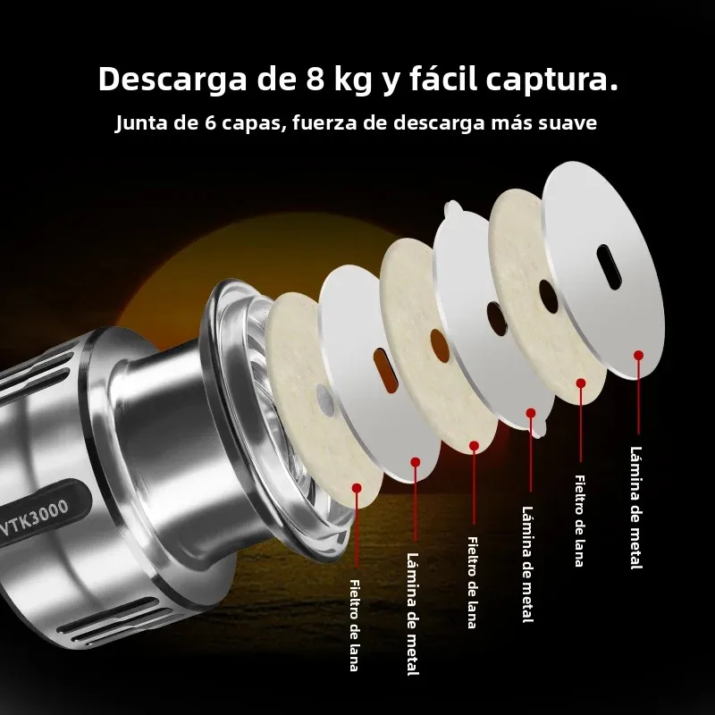Carrete spinning DEUKIO para agua salada – 5.2:1, arrastre 8kg - imagen 4