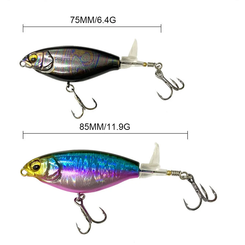 Señuelos de Pesca giratorios flotantes, cebo Artificial Wobbler de fundición larga Whopper Plopper Tail Spinner LXJ102, 7,5/8,5 cm, 6,4/11,9g - imagen 5