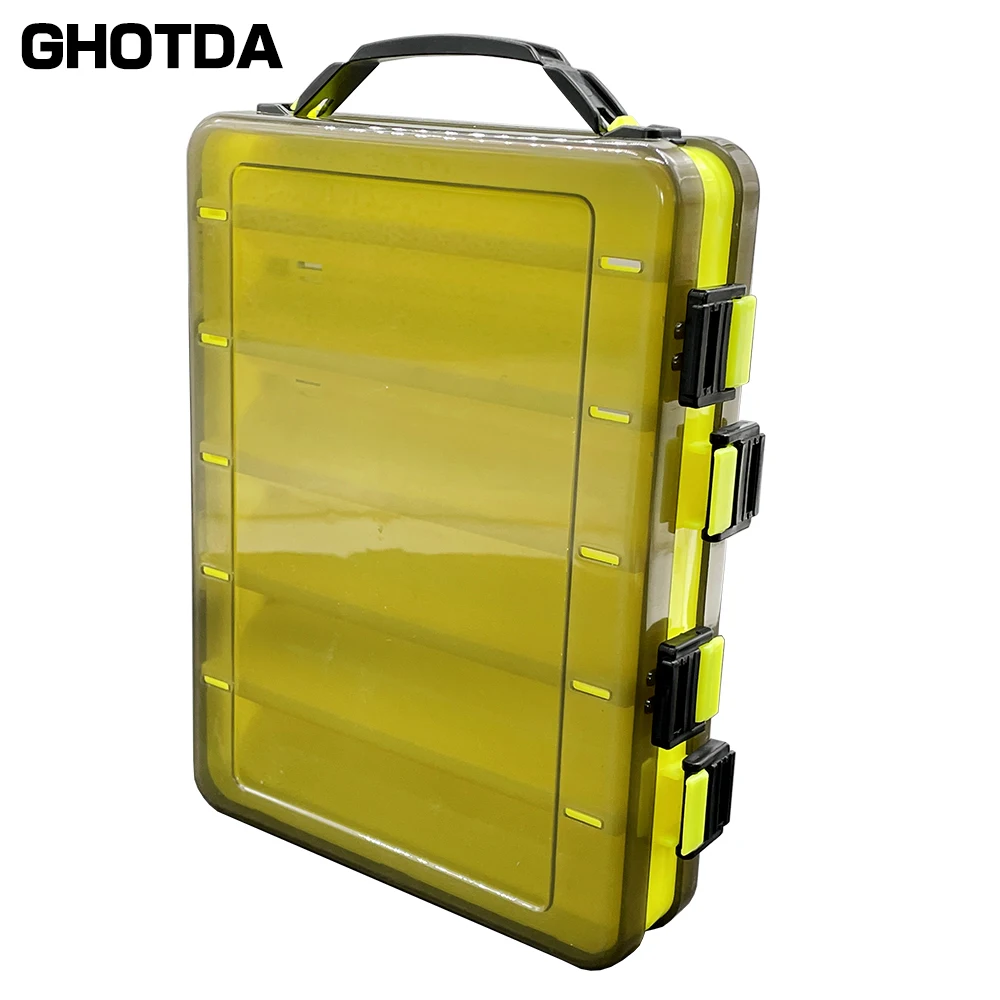 GHOTDA-caja de Señuelos de Pesca, almacenamiento de accesorios de doble cara, alta resistencia, 10/12 compartimentos - imagen 4