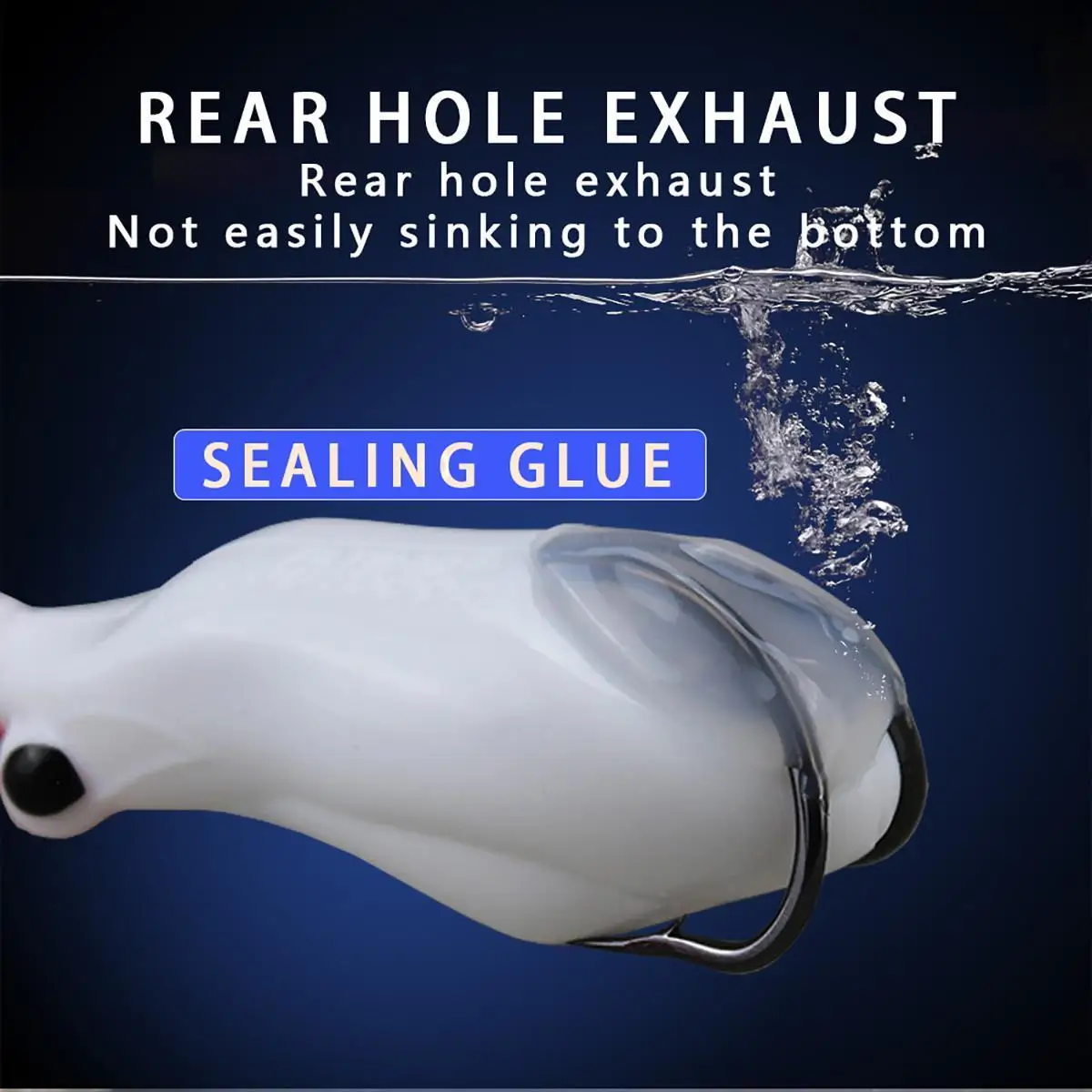 Señuelo de salto barato de rana suave de goma de agua superior, cebo de sapo flotante giratorio, tentación, ganchos de doble lentejuelas, ojos 3D de lentejuelas - imagen 3