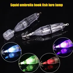 Luz de señuelo LED de plástico portátil con gancho, lámpara de señuelo de calamar LED con forma de diamante de 12CM, lámpara de Flash de 5 colores para pesca