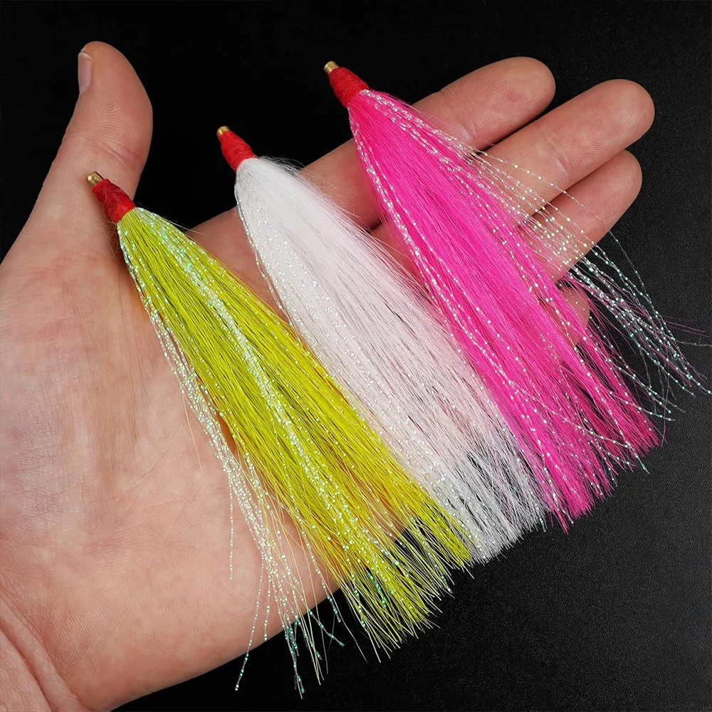 Señuelos de pesca Bucktail, tubo de cobre de agua salada, falda de curricán, señuelo para aparejo de flouder, tapones de pesca, 3 uds. - imagen 5