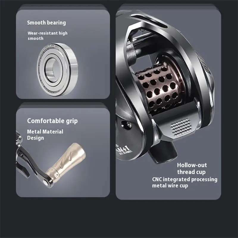 Carrete Baitcasting Magnético 7.2:1 – 5+1 rodamientos, 8KG - imagen 5