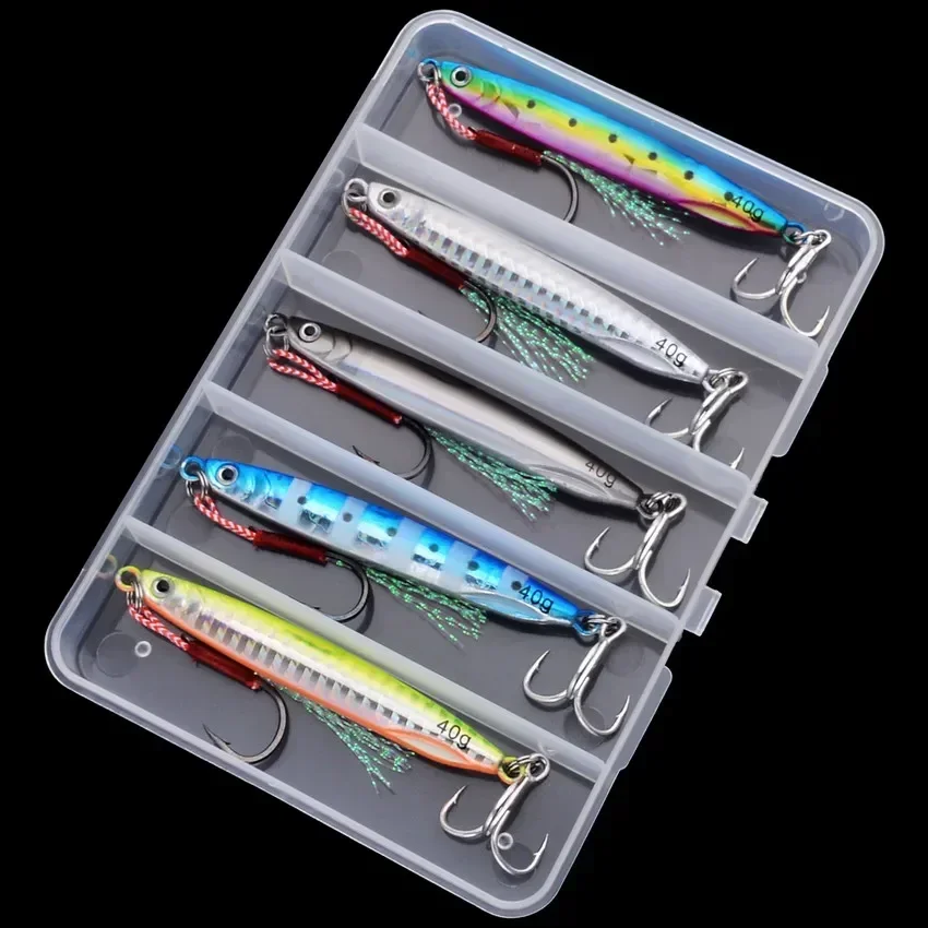 5 unids/caja anzuelos largos de Metal fundido 7g-40g Shore Drag Casting Jigging Fish Sea Bass señuelo de pesca aparejos de cebo Artificial - imagen 3