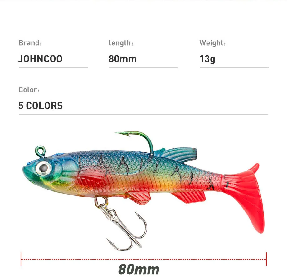 Señuelos de Pesca de cebo blando, señuelo de goma de 80mm/13g, Swimbait de hundimiento Artificial, cola de paleta, cabeza de plantilla, artículos de aparejos de pesca para lubina de mar - imagen 2