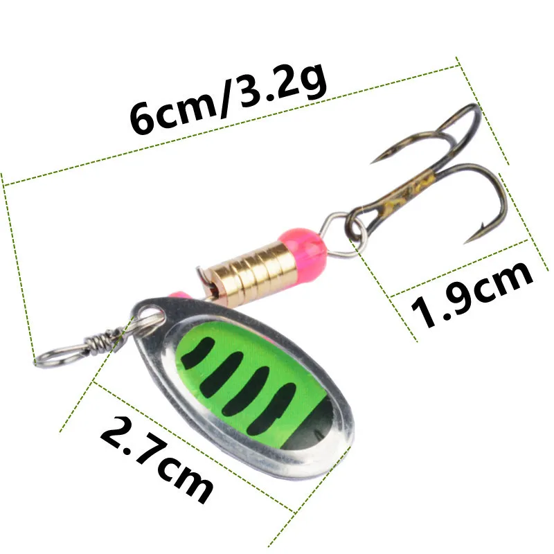 Juego de 10 piezas de cebo giratorio, señuelo de pesca, cuchara, pluma, accesorios de señuelo de agua salada, anzuelo triple, señuelo duro de Metal, aparejos Wobblers - imagen 5