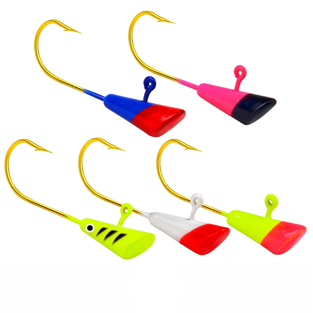 5 uds anzuelo de cabeza de plantilla de manivela anzuelo de pesca con púas 0,8g 2g 2,9g señuelo de plantilla de cabeza cebo duro anzuelo de gusano suave para accesorios de pesca - imagen 2