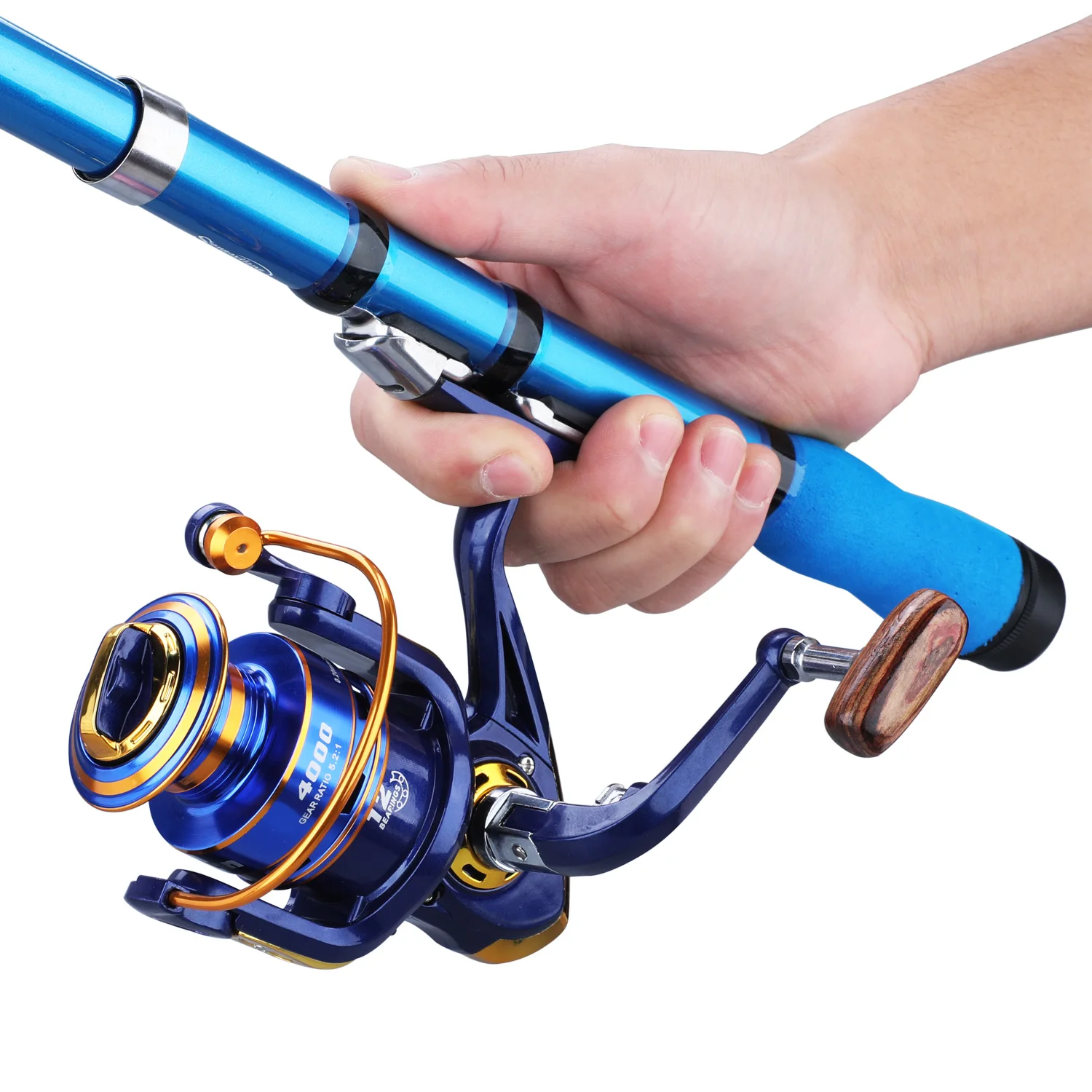 Carrete de pesca giratorio con agarre plegable y arrastre potente - imagen 2