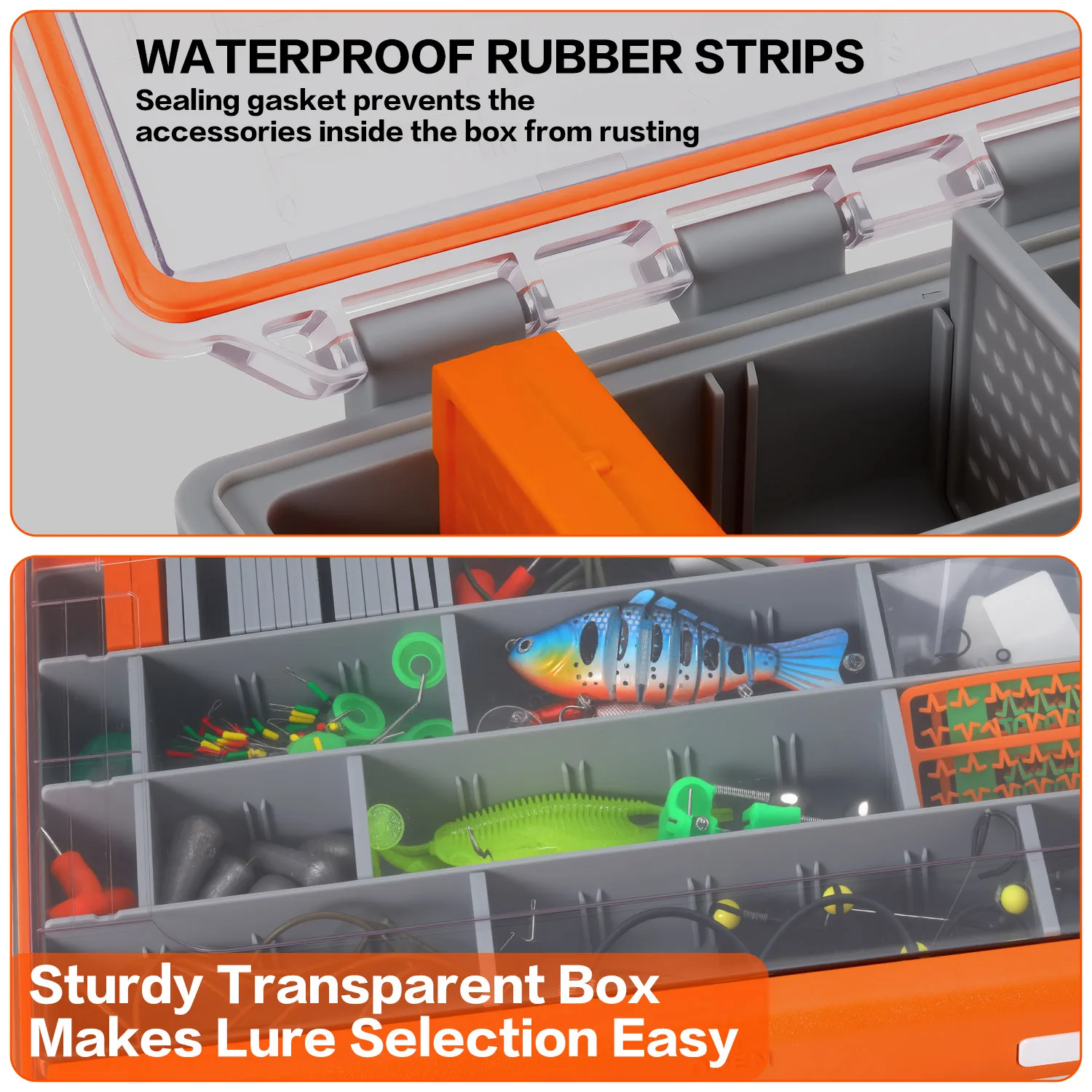Caja de Herramientas de Pesca Sougayilang, 1/2 Piezas, 275/355 mm, Caja de Almacenamiento de Cebo de Plástico, Caja de Accesorios de Pesca Portátil, Caja de Señuelos y Cebos - imagen 4