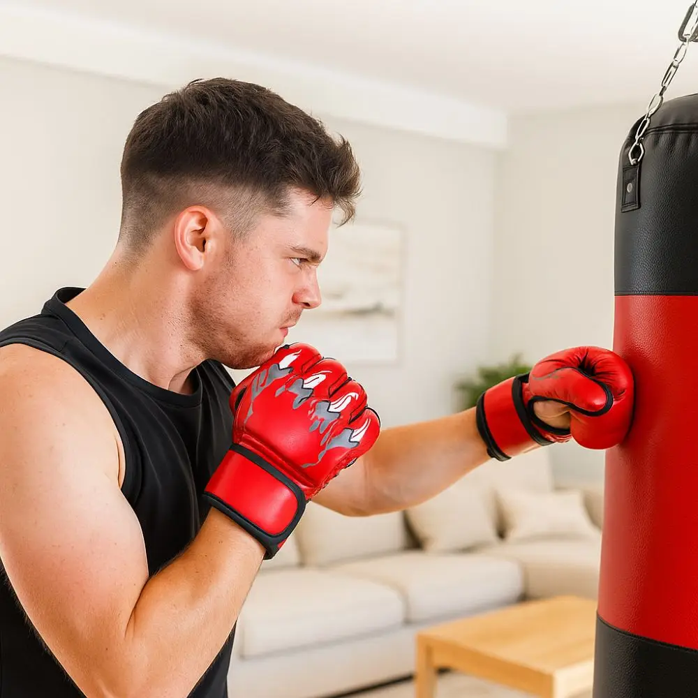 Professionele bokshandschoenen Dikkere vulling Slijtvaste vechthandschoenen Bokshandschoenen met halve vingers Training - imagen 4