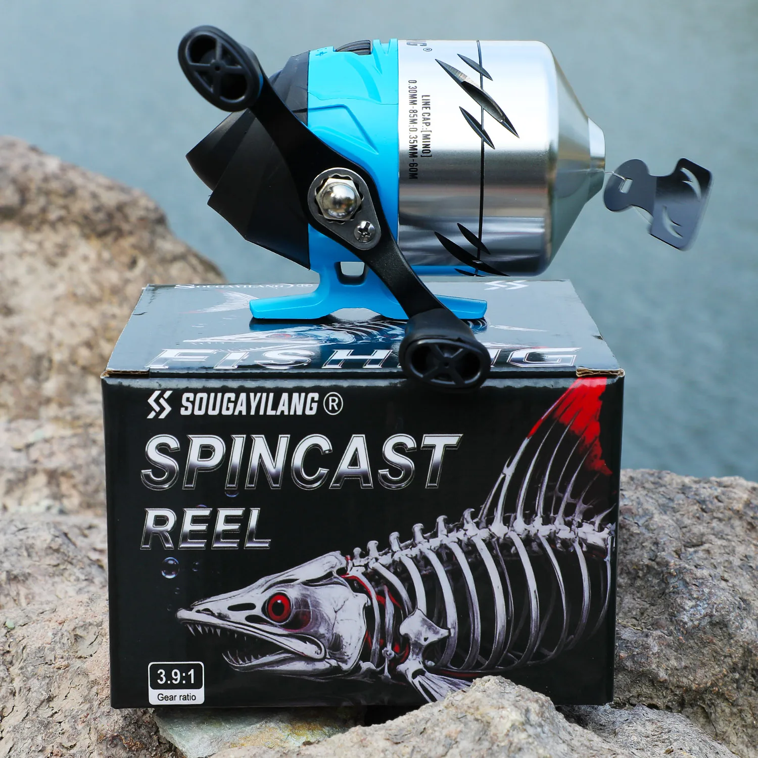 Carrete de pesca Sougayilang Spincast: relación de engranaje de alta velocidad 3,9:1, construcción de aleación de aluminio, con línea trenzada de nailon Pesca - imagen 5