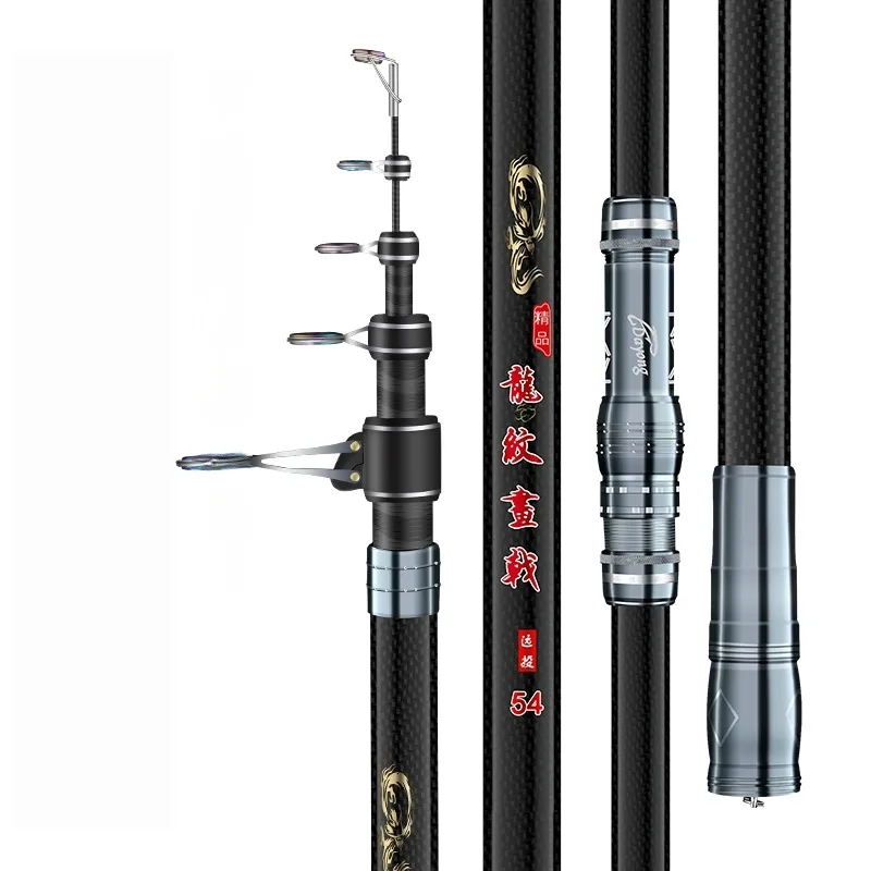 Caña de pescar giratoria telescópica de alto carbono 3,6 m 3,9 m 4,2 m 4,5 m 5m 5,4 m caña de pescar en roca para barco de mar para peces grandes - imagen 3