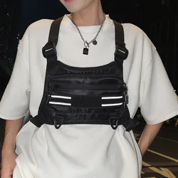 Bolsa de pecho deportiva ajustable para correr, chaleco de escalada, bolsa frontal reflectante con soporte para teléfono, riñonera para senderismo y ciclismo para hombre