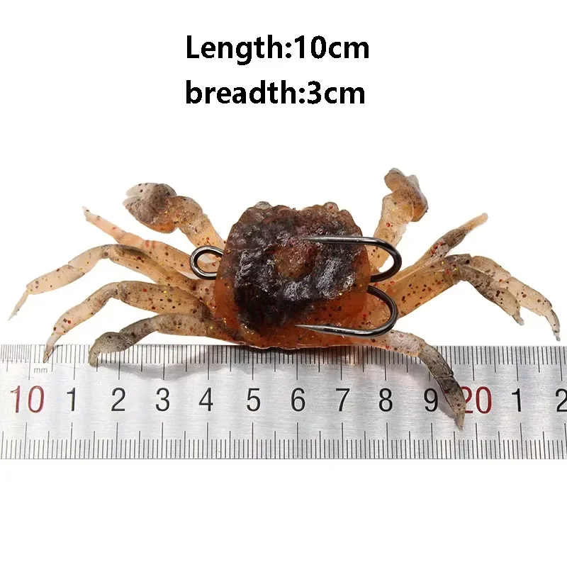 Cebo de carretera de pesca en el mar, cebo blando de 10cm y 34g, simulación 3D con gancho, cangrejo suave - imagen 4