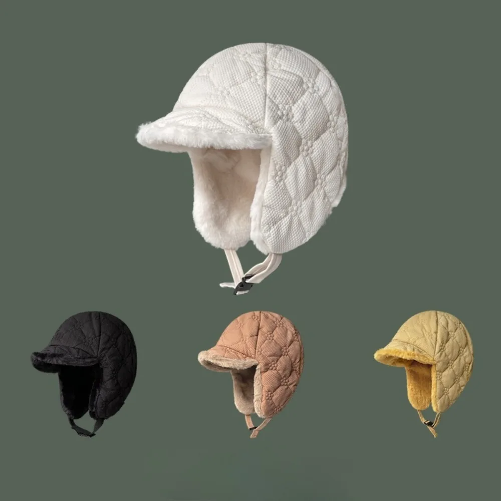Sombrero de bombardero con protección para los oídos a la moda, sombrero de piloto grueso a prueba de frío, sombreros voladores de felpa a prueba de viento para mujer - imagen 5