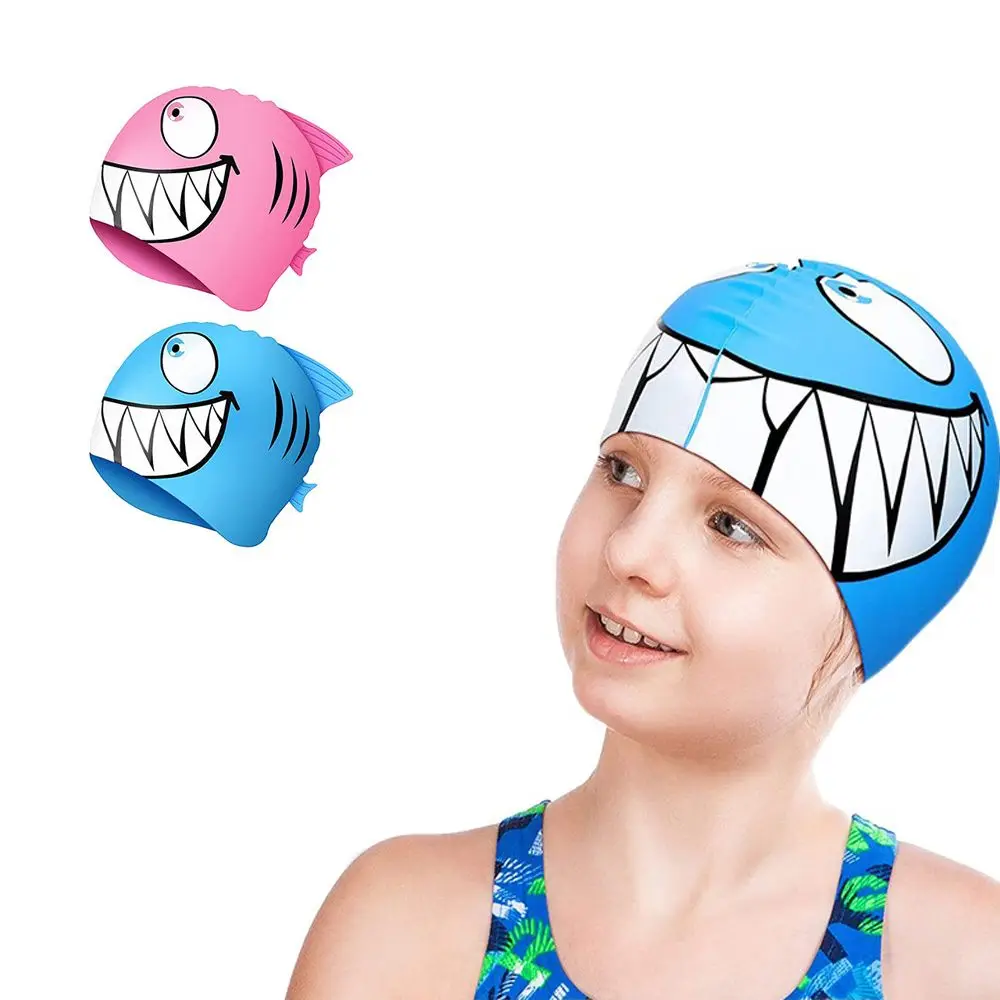 Gorro natación tiburón silicona impermeable unisex duradero para niños - imagen 3