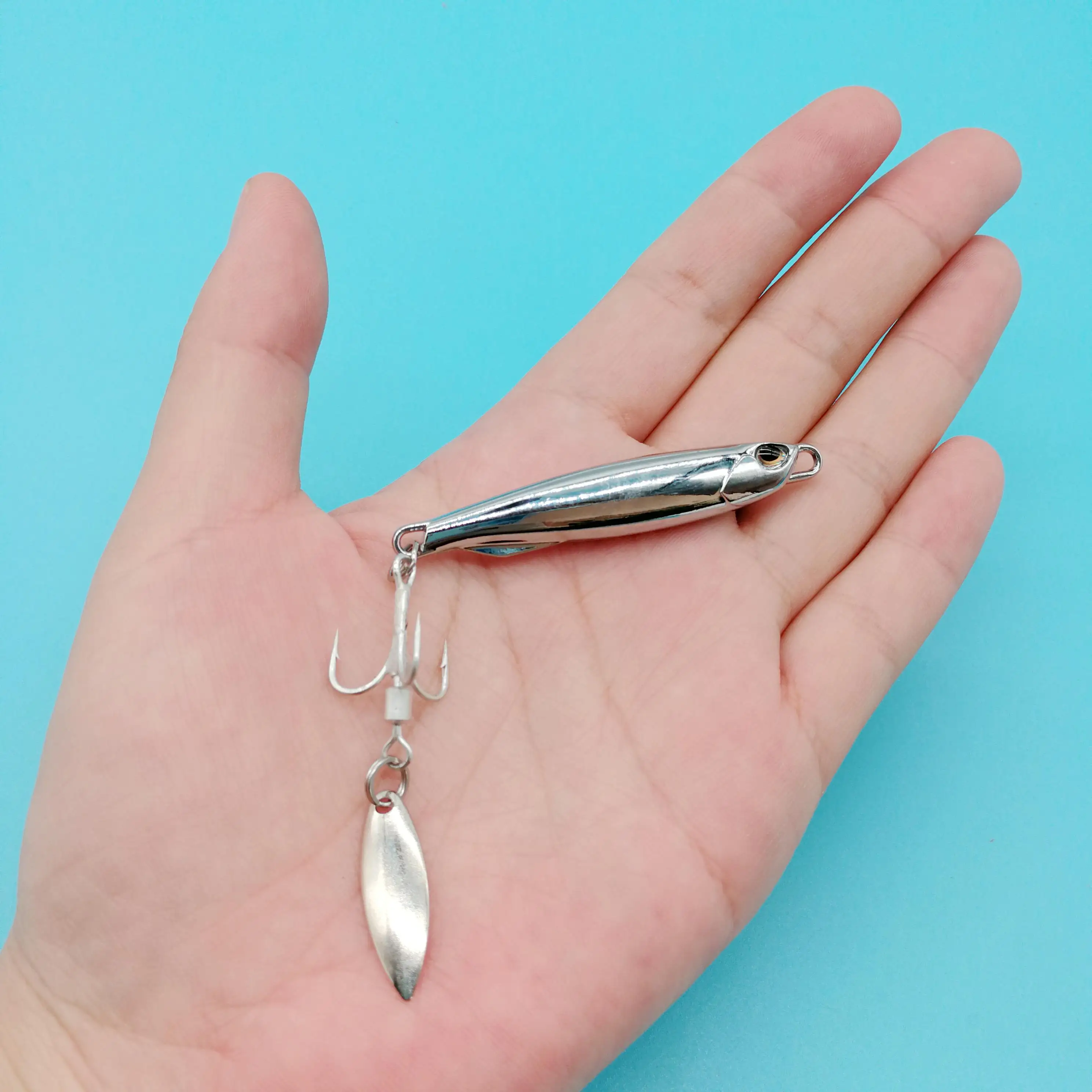 HOOFISH-señuelo de pesca giratorio de Metal plateado, 10 unids/lote, 15g/20g/30g/40g, cuchara giratoria para Jigging, aparejos de pesca de lubina - imagen 5