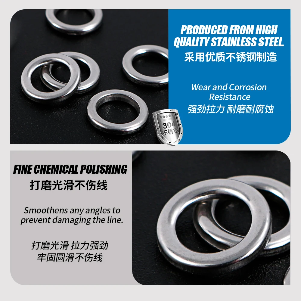 JIGGING PRO Anillo sólido de pesca 1 # -7 #   10/15 Uds. Conectores de Señuelos de Pesca accesorios de pesca a presión de acero inoxidable profesionales - imagen 3