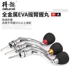 DEUKIO-rueda giratoria dorada mediana/grande, totalmente metálica, EVA, retroadaptación, plegable, eje de cuatro esquinas, mango de carrete de pesca fuerte y suave