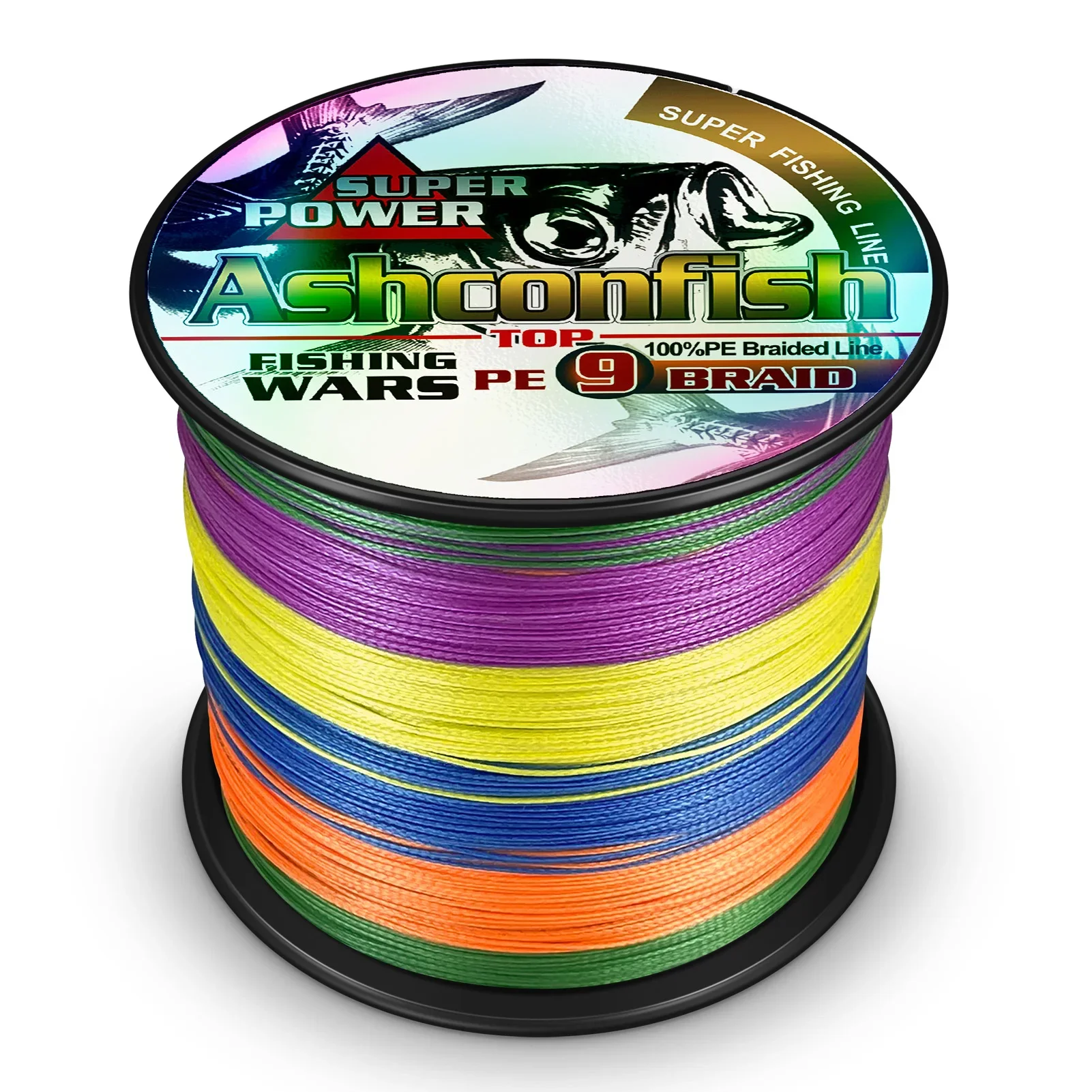 Ashconfish-sedal de pesca de PE superfuerte, 100M, 9 hebras, 15-310LB, alambre trenzado, multifilamento, Japón, Multicolor - imagen 2