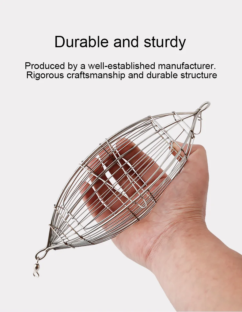 Jaula de cebo cuadrada de acero inoxidable, jaula para hacer nido en forma de oliva, jaula para pollos, jaula para camarones, jaula para cebo de peces, pesca en el mar, deep-se