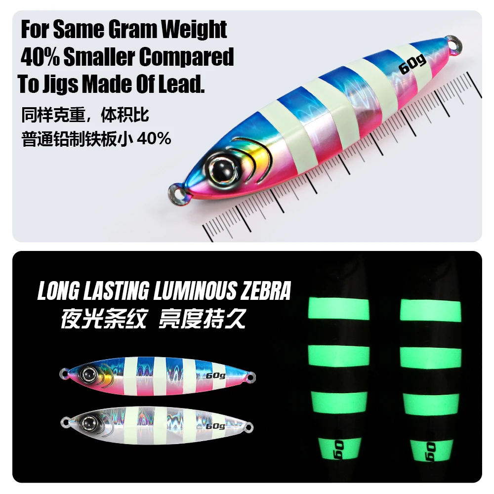 JIGGING PRO 40g 60g plantilla de tungsteno plantilla de Metal de fundición larga señuelo de Jigging lento cebo de pesca de agua salada - imagen 5