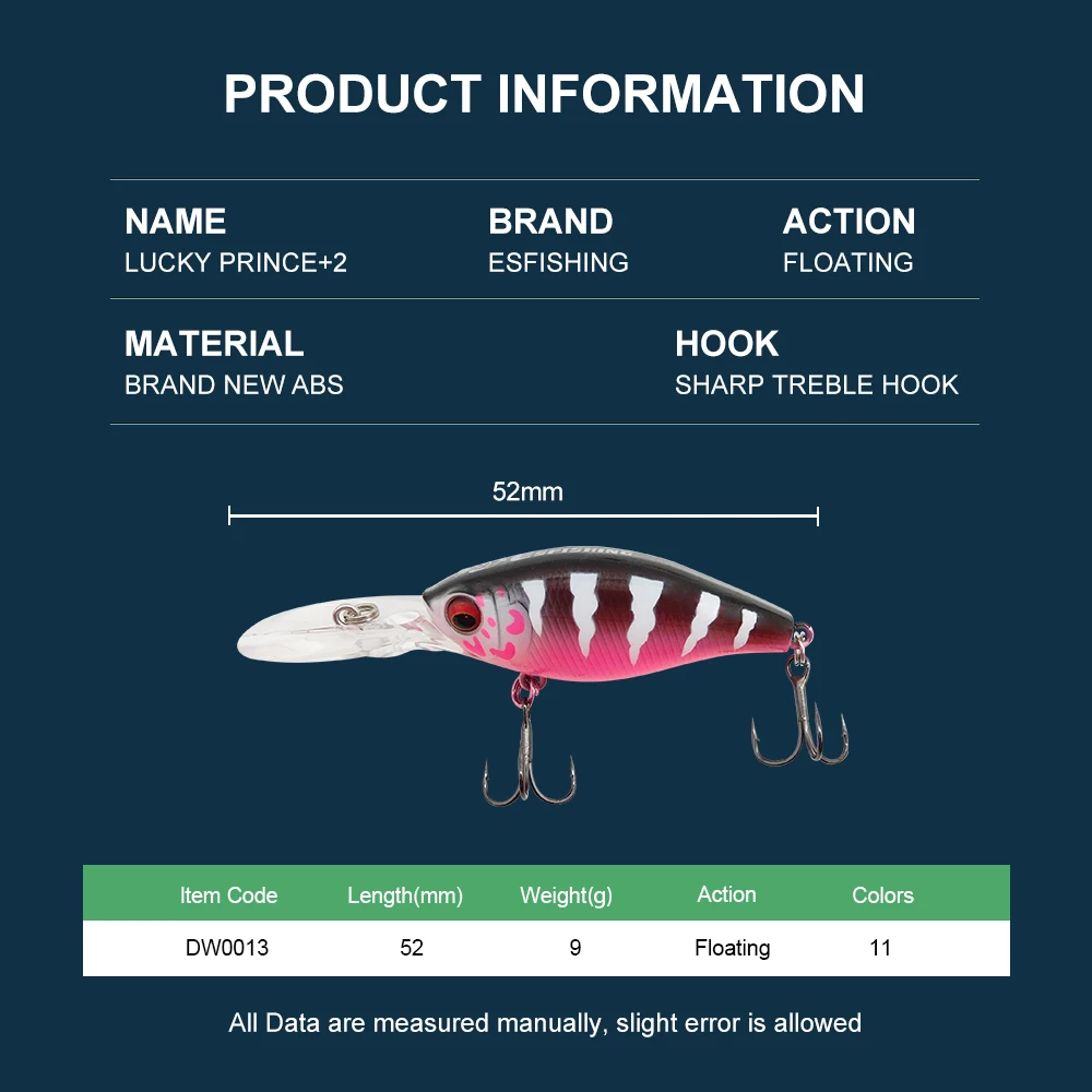 KESFISHING-cebo duro de alta calidad Lucky Prince PLUS, 72mm, 52mm, buceo, 1,2 m, cebo flotante de agua salada para Lucio - imagen 3