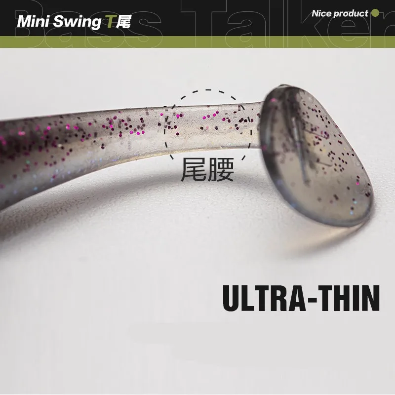 BassTalker Mini Swing 8-12 unids/lote señuelo de pesca suave 2-3 pulgadas señuelos de cola de paleta para lubina trucha carpa NED Rig Drop Shot Jig Heads - imagen 5