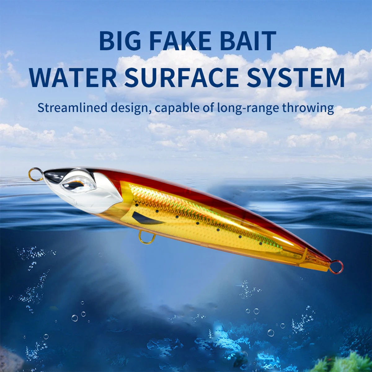 24cm 110g Popper Stickbait anzuelo de agua salada gran Swimbait atún Wahoo Pesca Wobbler de fundición larga Mahi Marlin Wahoo aparejos de Pesca de mar - imagen 5