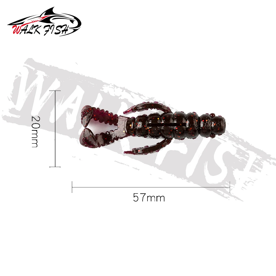 WALK FISH-señuelo de pesca suave, 12 piezas, 5,7 cm, 3g, TPR, lubina, cola doble recta, Rockfish, Swimbait, Jigging, gusano, aparejos de pesca - imagen 5