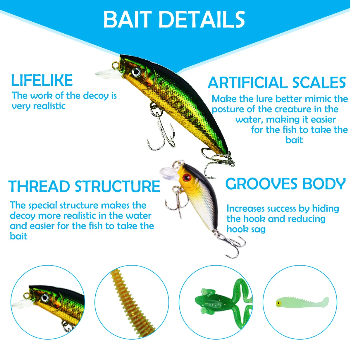 Mar El cebo Yolo está equipado con cebo duro de agua dulce, cebo falso, gancho de plomo luminoso, lentejuelas, cebo suave, lombriz de tierra minnow - imagen 4