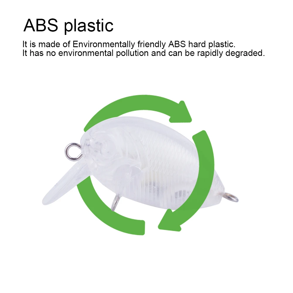 Hanlin-Señuelos de Pesca artificiales sin pintar, cebos de plástico duro, cuerpo transparente, Mini Crankbait, accesorios en blanco, 10/20 piezas, 4CM/3G - imagen 5