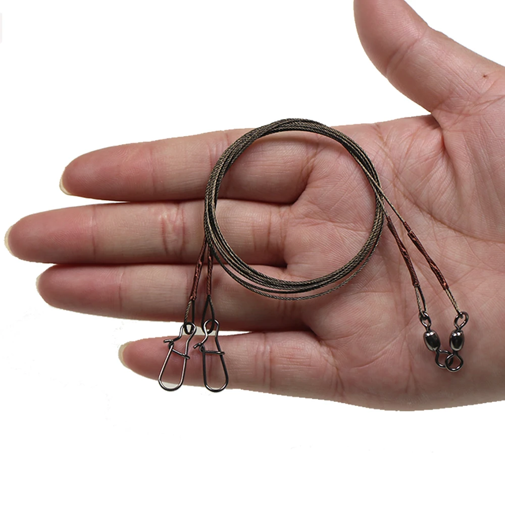 Lionriver Correa antimordedura para pesca, línea líder de pesca de titanio, alambre de acero inoxidable 7x7 con Clip giratorio de cambio rápido - imagen 4