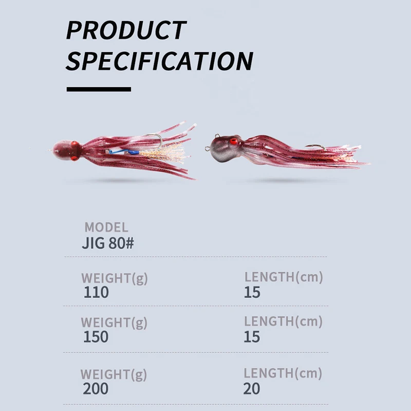 ORJD-señuelo luminoso de falda de pulpo, Swimbait de silicona suave, cebo de plomo que se hunde, lubina, Rockfishing Jigs - imagen 3