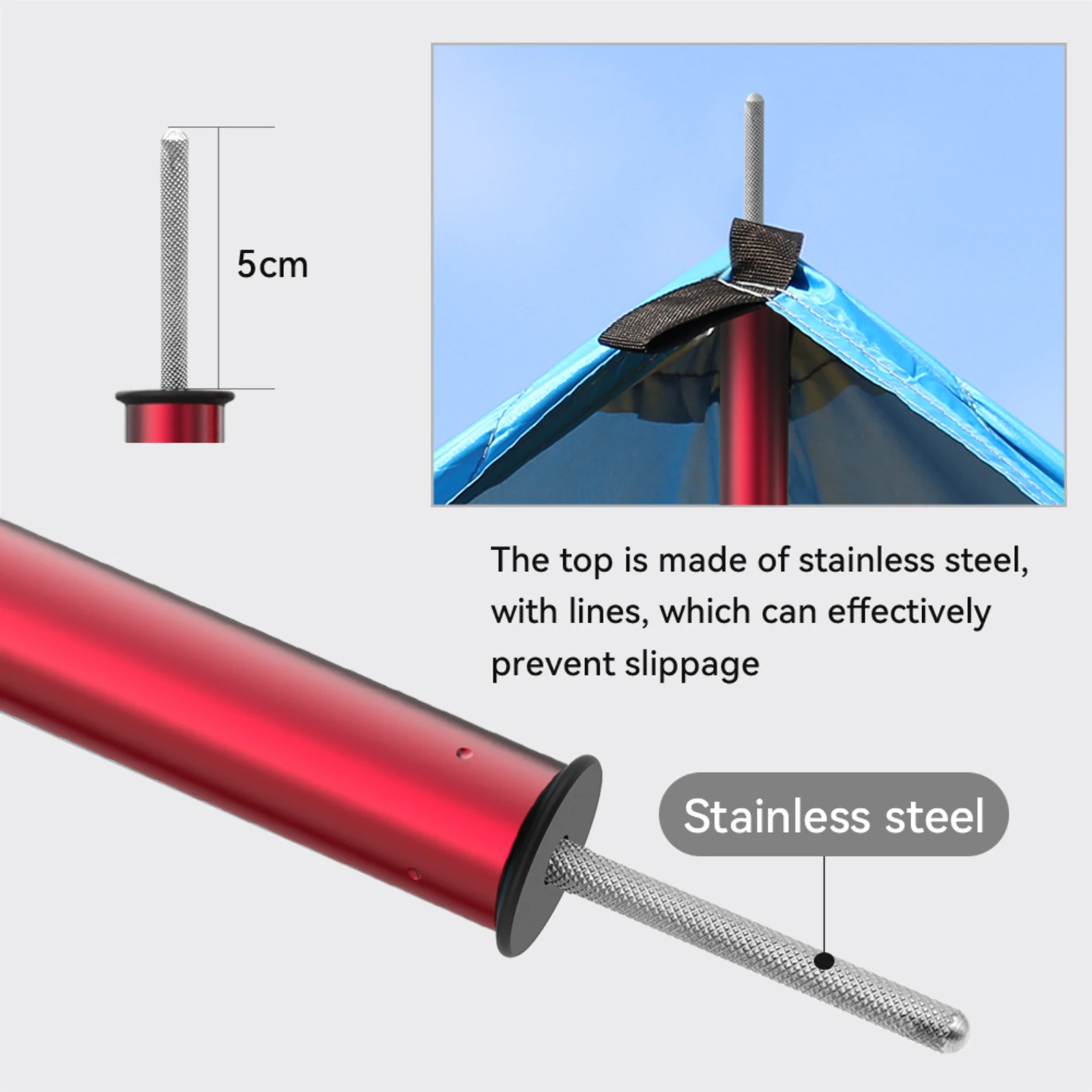 SANLIKE 2 juegos de postes de tienda telescópicos ajustables de aluminio rojo de 1,9 m de espesor OD 19mm postes impermeables accesorios para acampar al aire libre - imagen 3