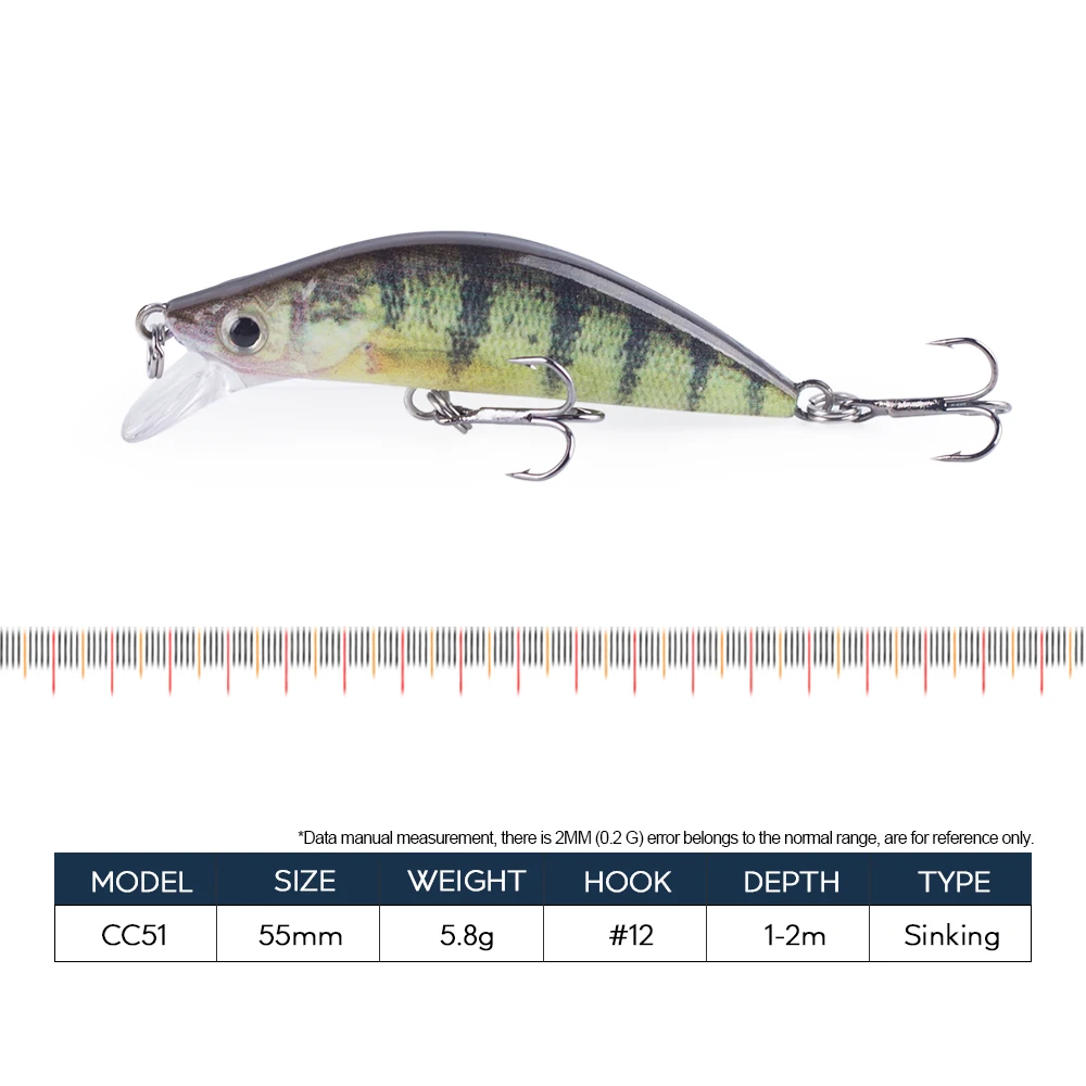 Hanlin Mini Minnow 55mm 5,8g Señuelos de Pesca Artificial hundimiento Crankbait Swimbaits Wobbler cebos duros de plástico Lucio aparejos de lubina - imagen 2