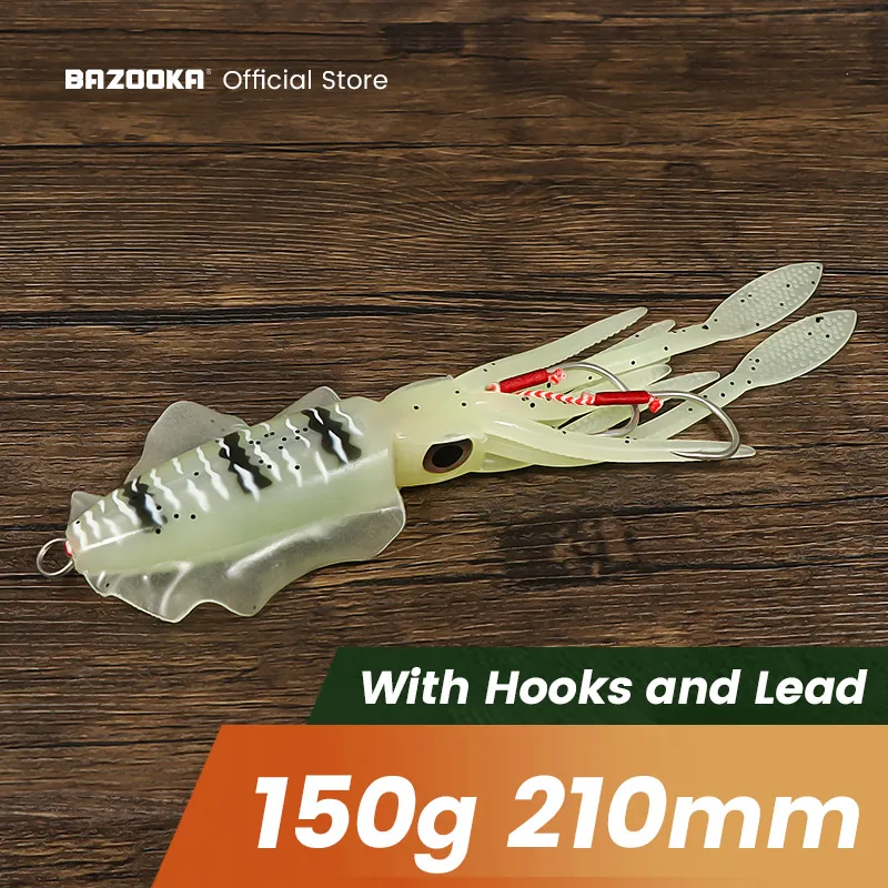 Bazooka-señuelo luminoso de calamar, faldas, pulpo, pesca de curricán, cebo biónico de hundimiento, Jighead con aparejo de gancho de plomo, aparejos de invierno - imagen 4