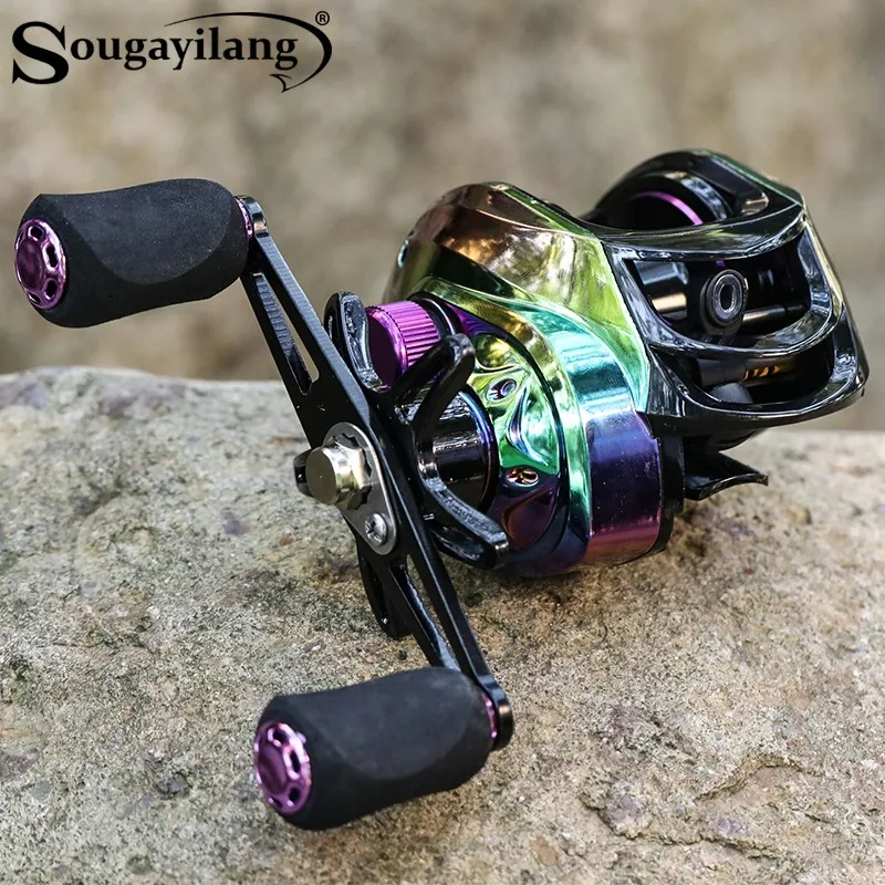 Sougayilang-carrete de pesca Baitcasting 7,2: 1, Ratio de engranaje 18 + 1BB, arrastre máximo 8kg, sistema de freno magnético, carrete de pesca de agua salada fresca