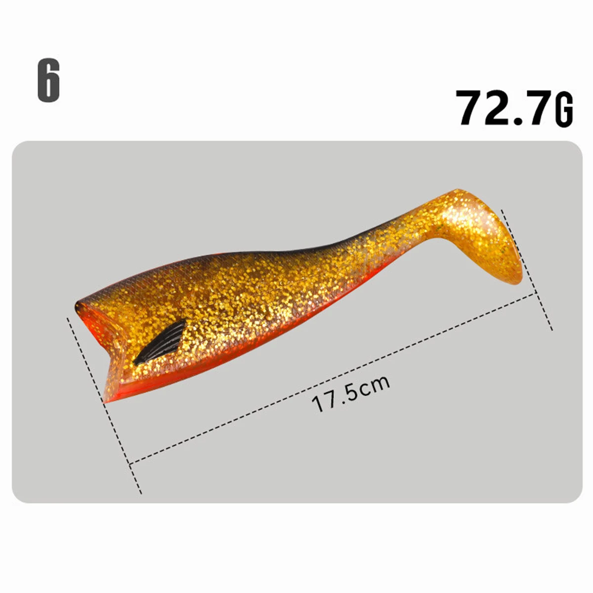 Señuelo de pesca suave Jighead cola negra Minnow cebo de silicona Artificial 17,5 cm 72,7g agua salada lubina Swimbait Shad pesca - imagen 3