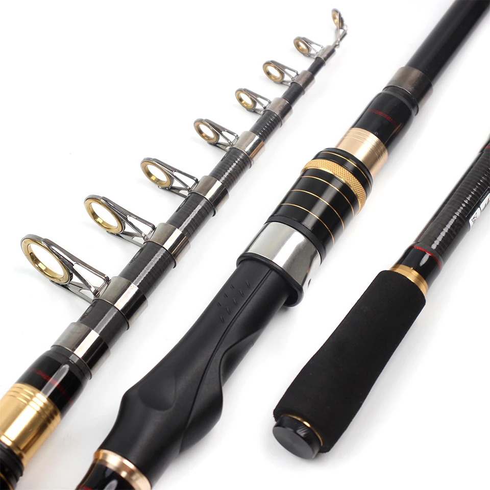 Caña de pescar telescópica de fibra de carbono, agua salada, agua dulce, Universal, ligera, potente, aparejos de pesca con caña giratoria de viaje. - imagen 4