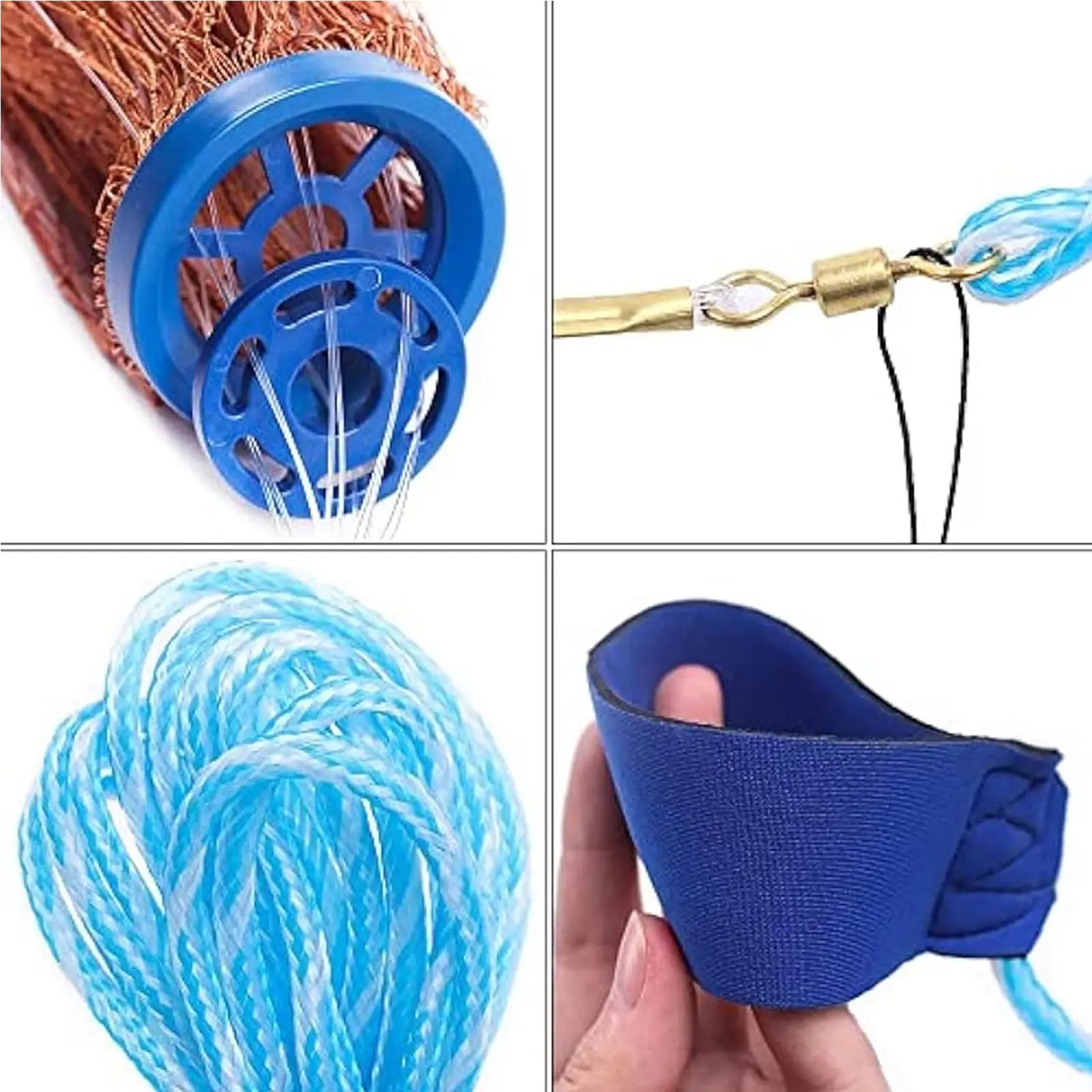 una red de pesca versátil con un mango azul duradero y un diseño robusto para una pesca efectiva