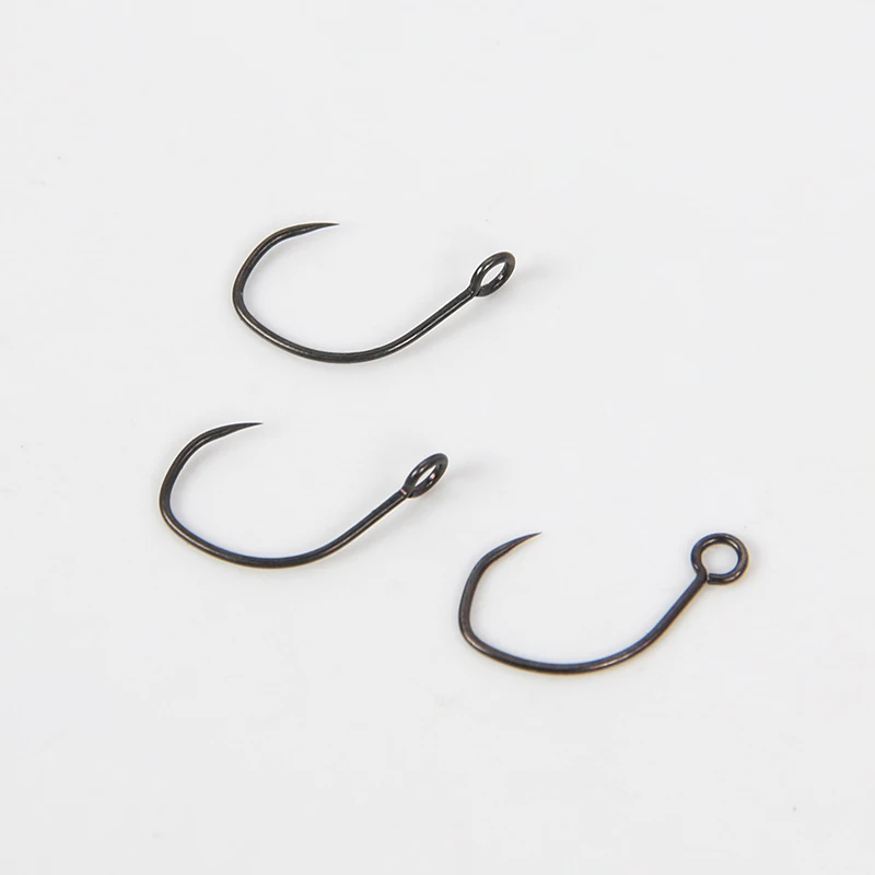 LETOYO 10 unids/bolsa anzuelo de trucha sin púas para señuelo de trucha teflón anzuelo de ojo Vertical/recto anzuelo de pesca de trucha antirotación forjado - imagen 5