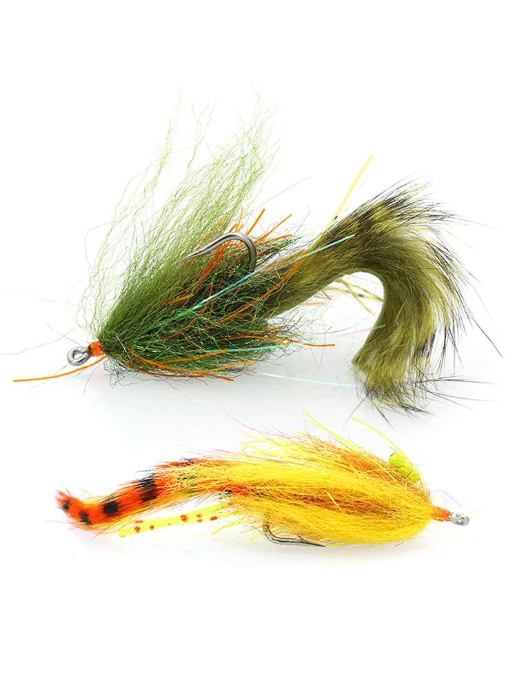 2 uds 2/0 gancho de acero inoxidable Avalon camarones mosca tira de liebre Zonker Streamer señuelo de pesca de agua salada para Tarpon Bonefish permiso - imagen 2
