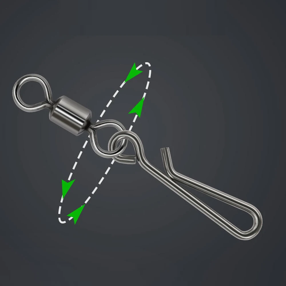 DNDYUJU-conector giratorio de pesca de acero inoxidable, accesorios de pesca de carpa, herramientas de pesca, 50 unidades - imagen 4