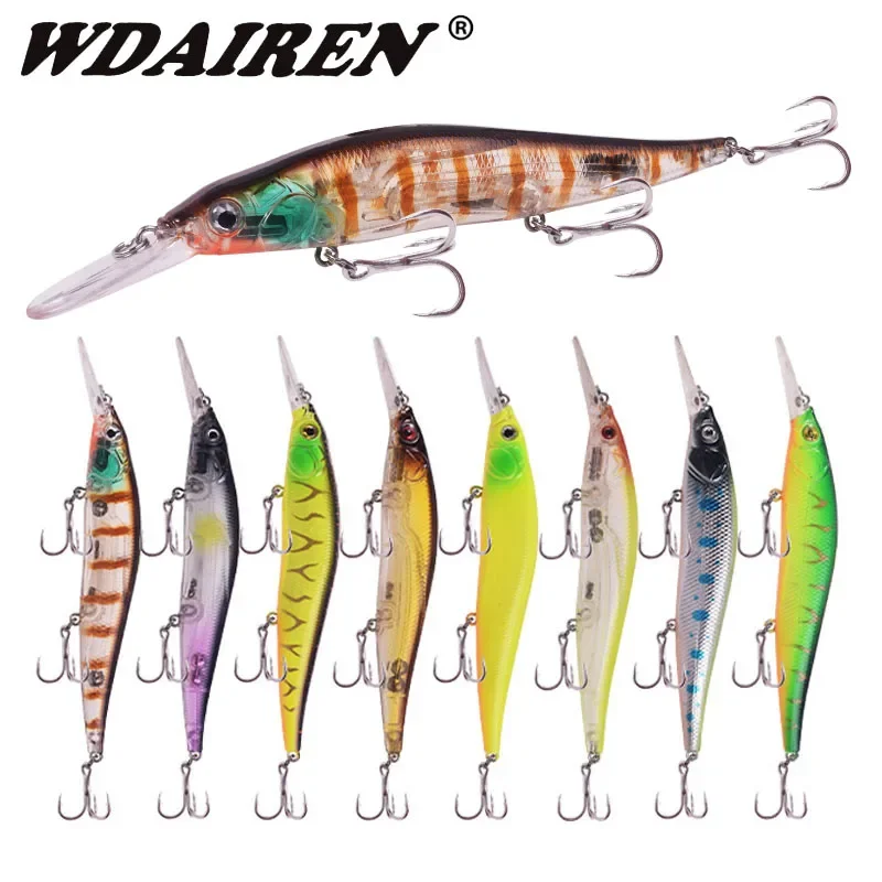 Señuelos de pesca de pececillo suspendido de hundimiento lento, 13,5 cm, 15,5g, aparejos de Wobblers de curricán, cebo Artificial duro de plástico para Lucio, 1 ud. - imagen 3