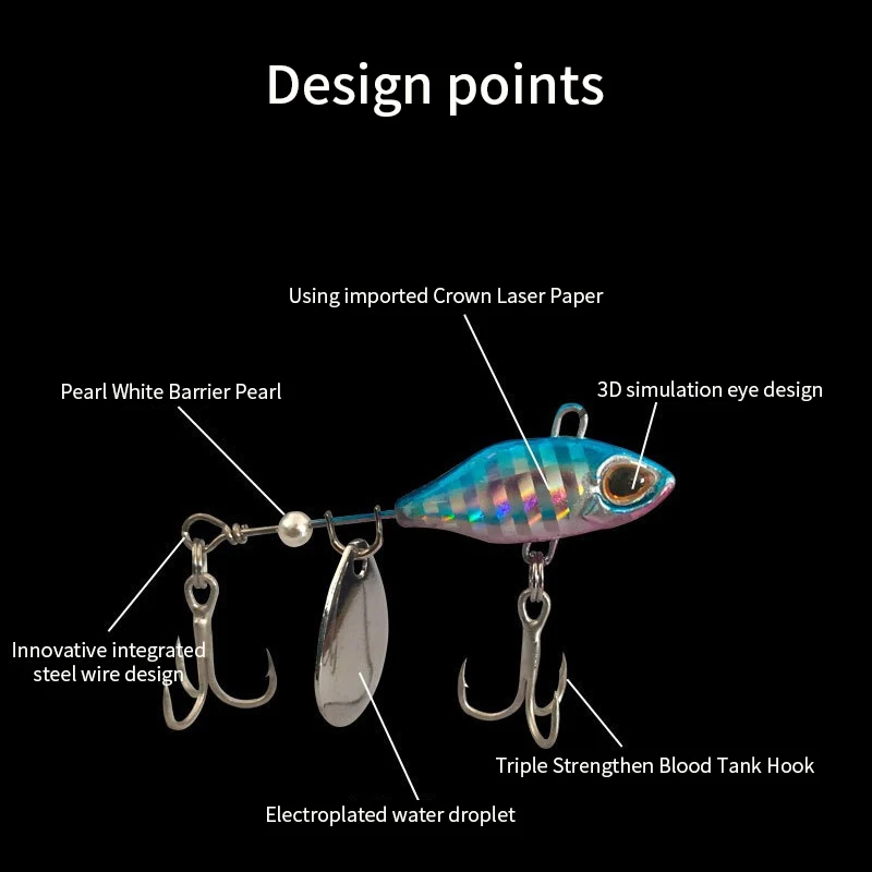 Cola giratoria VIB vibración cebo Spinner cuchara Señuelos de Pesca plantillas Tractor Pesca cebos duros aparejos Pesca - imagen 2